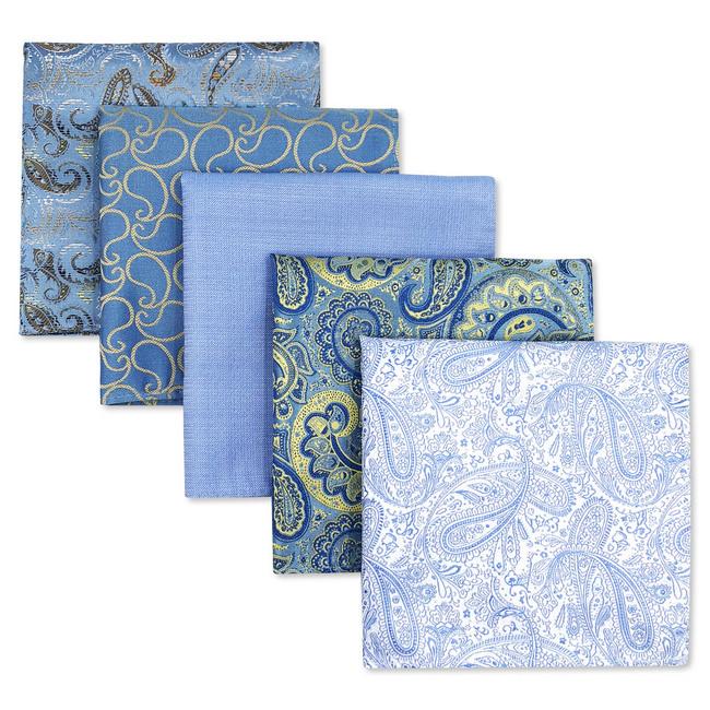 shlax & wing 5 Pieces Assorted Fashion Mens Pocket Square Classic Handkerchiefs Set 1-31