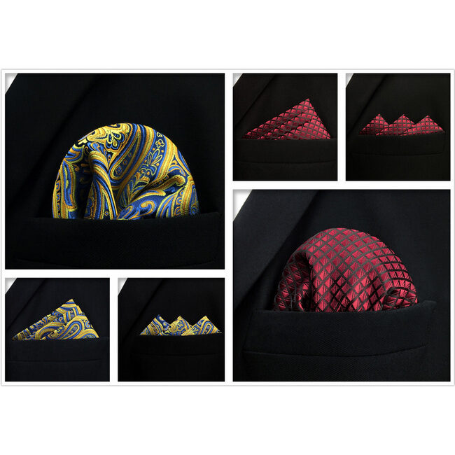 Shlax & Wing 5 Pieces Assorted Fashion Mens Pocket Square Classic Handkerchiefs Set 23