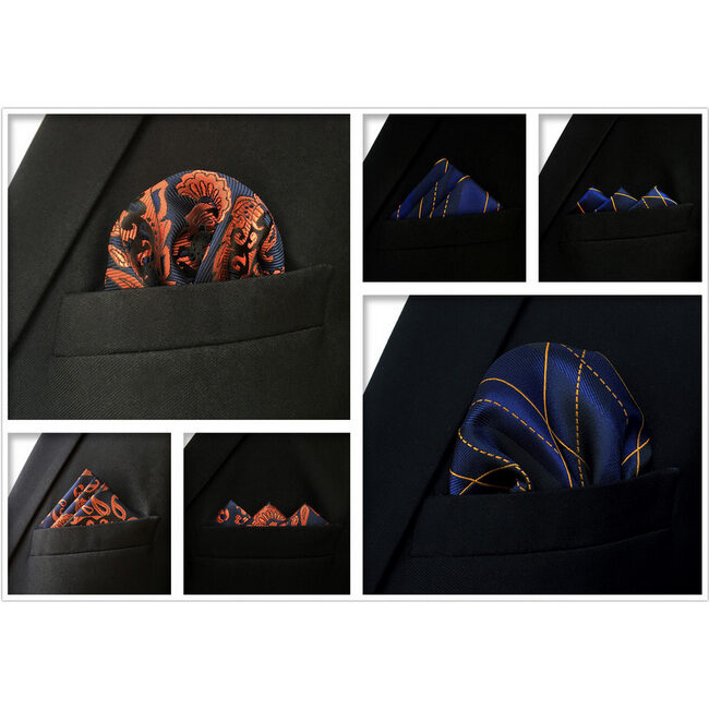 Shlax & Wing 5 Pieces Assorted Fashion Mens Pocket Square Classic Handkerchiefs Set 1-34