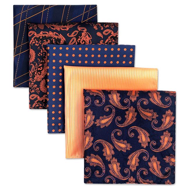 shlax & wing 5 Pieces Assorted Fashion Mens Pocket Square Classic Handkerchiefs Set 1-34