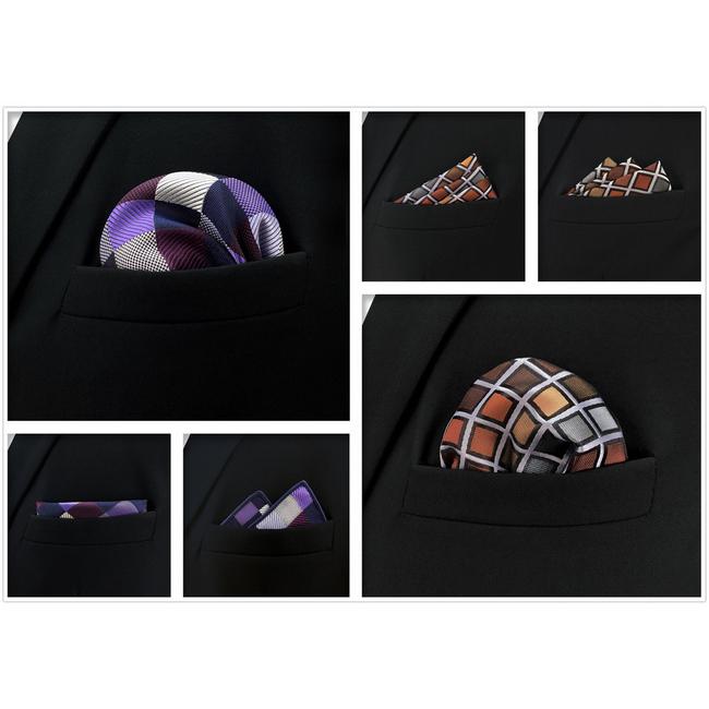 Shlax & Wing 5 Pieces Assorted Fashion Mens Pocket Square Classic Handkerchiefs Set 1-27