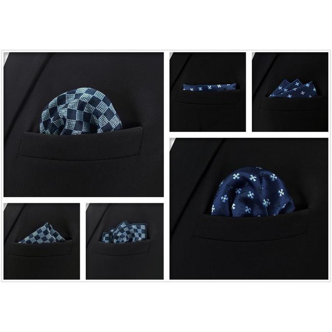 Shlax & Wing 5 Pieces Assorted Fashion Mens Pocket Square Classic Handkerchiefs Set 2-11