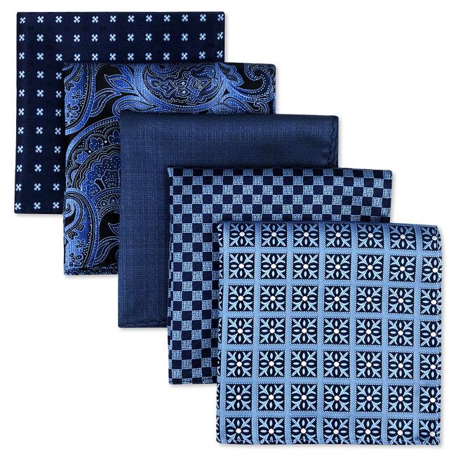 shlax & wing 5 Pieces Assorted Fashion Mens Pocket Square Classic Handkerchiefs Set 2-11