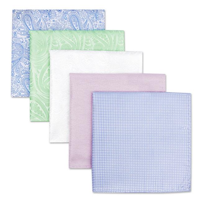 shlax & wing 5 Pieces Assorted Fashion Mens Pocket Square Classic Handkerchiefs Set 2-32