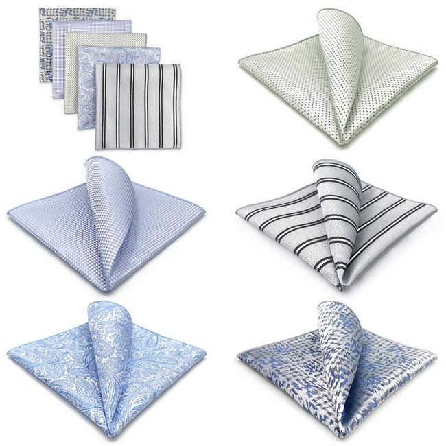 Shlax & Wing 5 Pieces Assorted Fashion Mens Pocket Square Classic Handkerchiefs Set 2-77