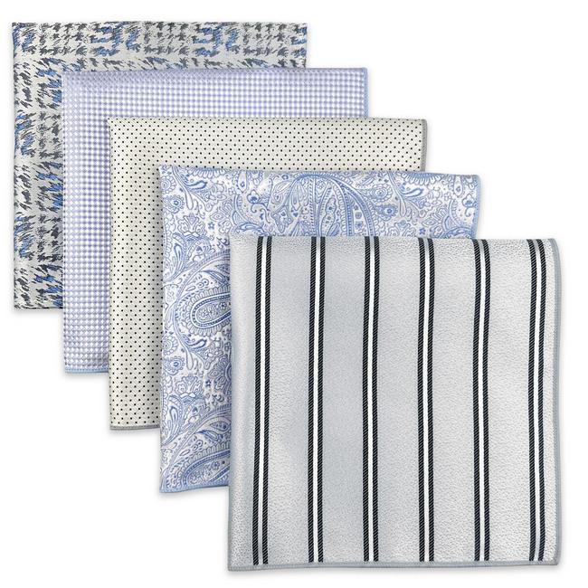shlax & wing 5 Pieces Assorted Fashion Mens Pocket Square Classic Handkerchiefs Set 2-77
