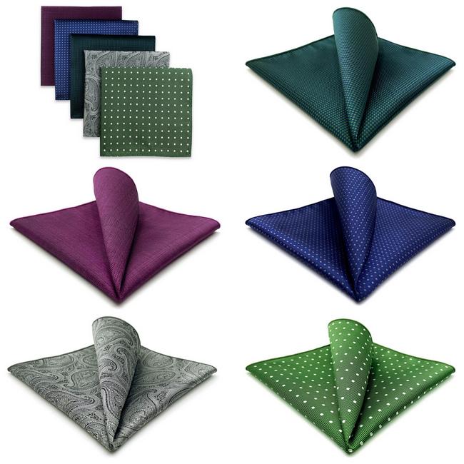 Shlax & Wing 5 Pieces Assorted Fashion Mens Pocket Square Classic Handkerchiefs Set 2-53