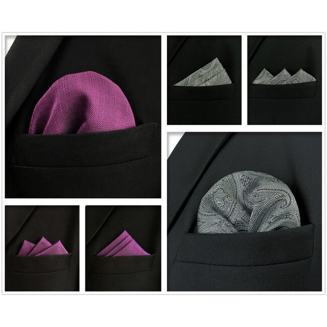 Shlax & Wing 5 Pieces Assorted Fashion Mens Pocket Square Classic Handkerchiefs Set 2-53