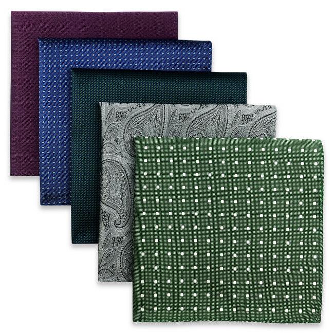 shlax & wing 5 Pieces Assorted Fashion Mens Pocket Square Classic Handkerchiefs Set 2-53