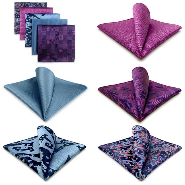 Shlax & Wing 5 Pieces Assorted Fashion Mens Pocket Square Classic Handkerchiefs Set 2-54