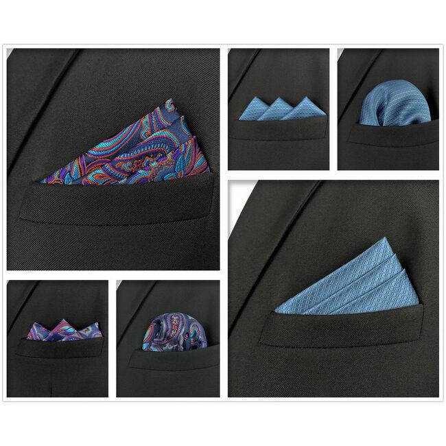 Shlax & Wing 5 Pieces Assorted Fashion Mens Pocket Square Classic Handkerchiefs Set 2-54