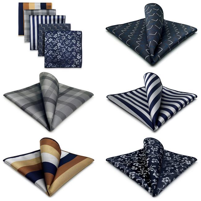 Shlax & Wing 5 Pieces Assorted Fashion Mens Pocket Square Classic Handkerchiefs Set 2-55