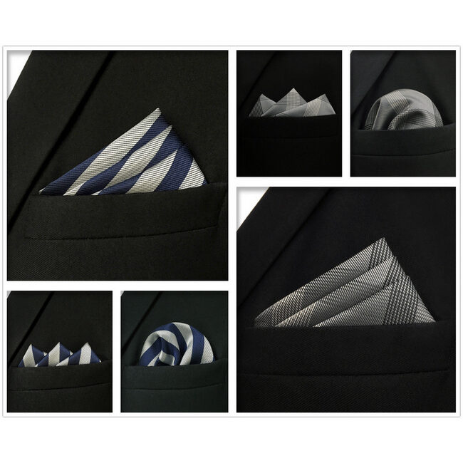Shlax & Wing 5 Pieces Assorted Fashion Mens Pocket Square Classic Handkerchiefs Set 2-55