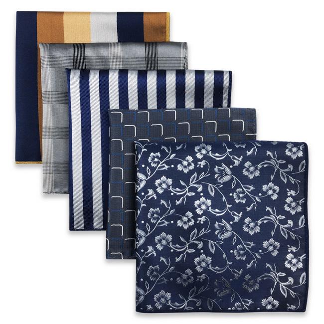 shlax & wing 5 Pieces Assorted Fashion Mens Pocket Square Classic Handkerchiefs Set 2-55