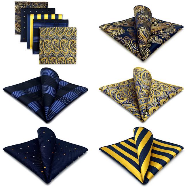 Shlax & Wing 5 Pieces Assorted Fashion Mens Pocket Square Classic Handkerchiefs Set 2-68