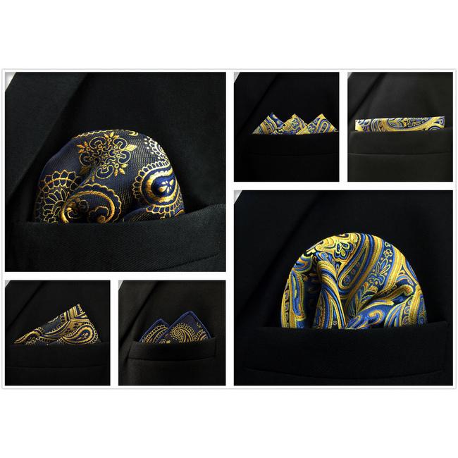 Shlax & Wing 5 Pieces Assorted Fashion Mens Pocket Square Classic Handkerchiefs Set 2-68