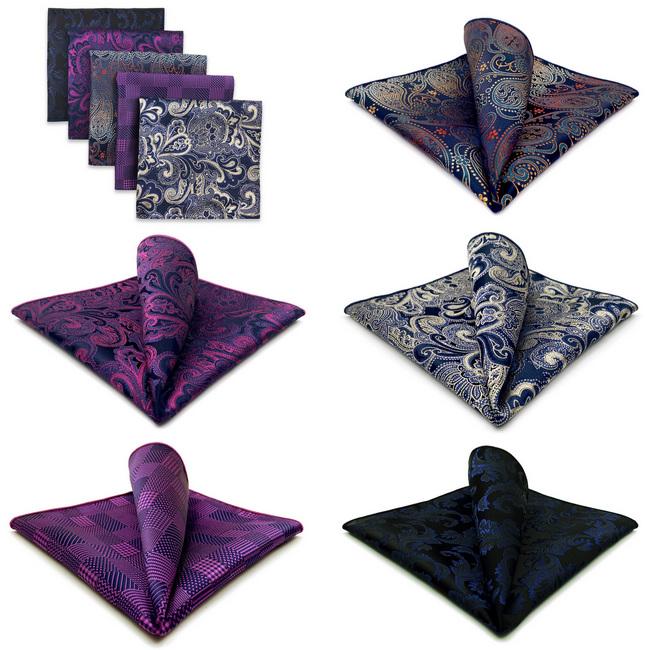 Shlax & Wing 5 Pieces Assorted Fashion Mens Pocket Square Classic Handkerchiefs Set 2-61