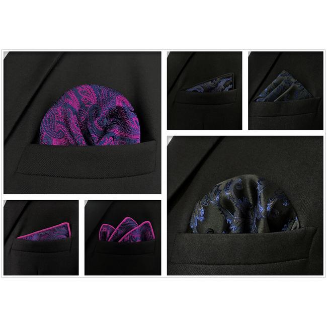 Shlax & Wing 5 Pieces Assorted Fashion Mens Pocket Square Classic Handkerchiefs Set 2-61