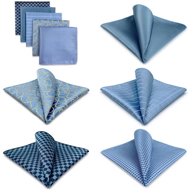 Shlax & Wing 5 Pieces Assorted Fashion Mens Pocket Square Classic Handkerchiefs Set 2-65