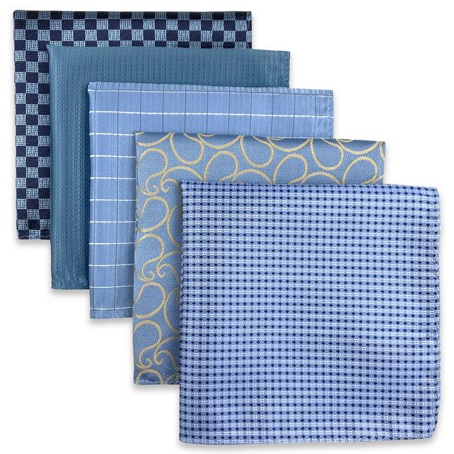 shlax & wing 5 Pieces Assorted Fashion Mens Pocket Square Classic Handkerchiefs Set 2-65