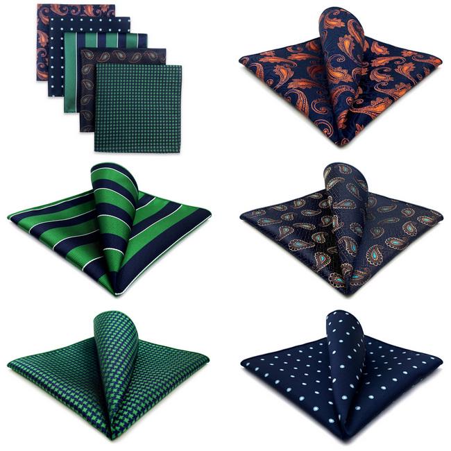 Shlax & Wing 5 Pieces Assorted Fashion Mens Pocket Square Classic Handkerchiefs Set 2-66
