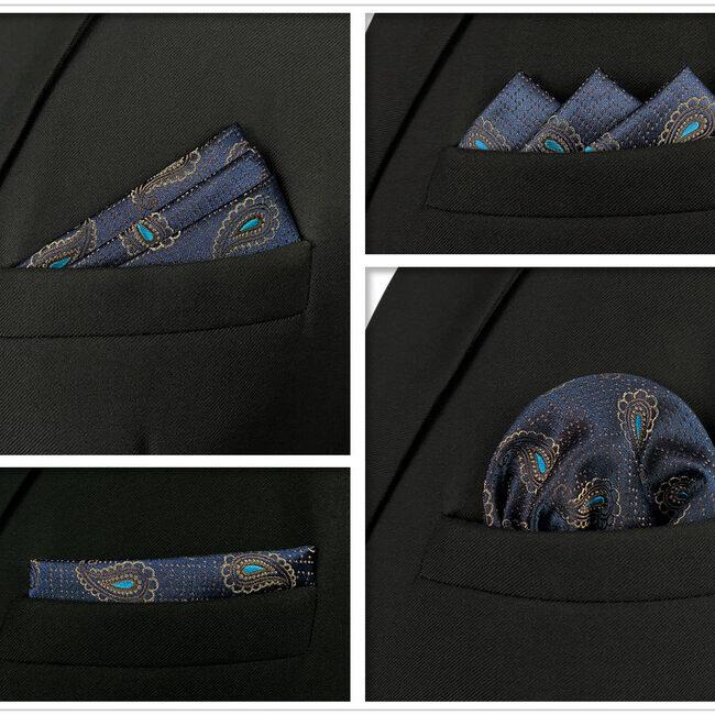 Shlax & Wing 5 Pieces Assorted Fashion Mens Pocket Square Classic Handkerchiefs Set 2-66
