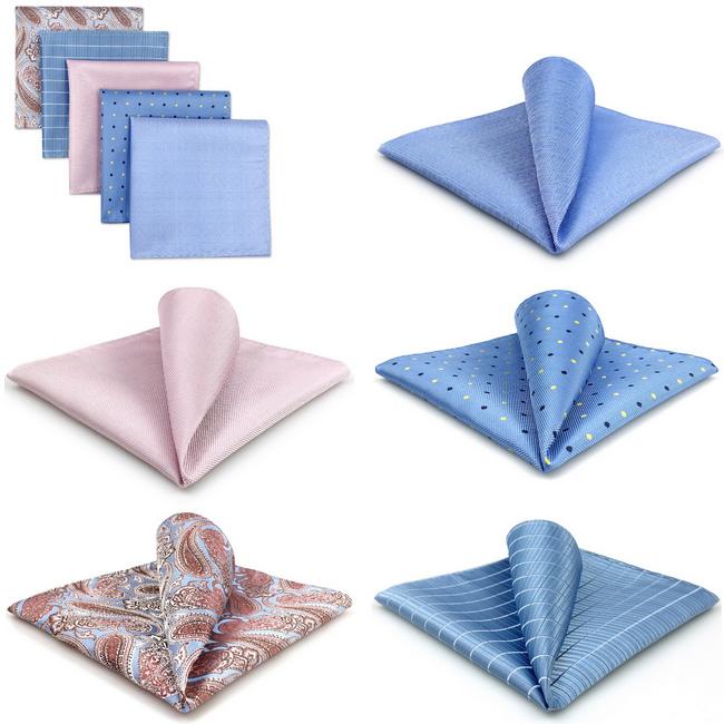 Shlax & Wing 5 Pieces Assorted Fashion Mens Pocket Square Classic Handkerchiefs Set 2-35