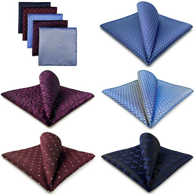Shlax & Wing 5 Pieces Assorted Fashion Mens Pocket Square Classic Handkerchiefs Set 2-78