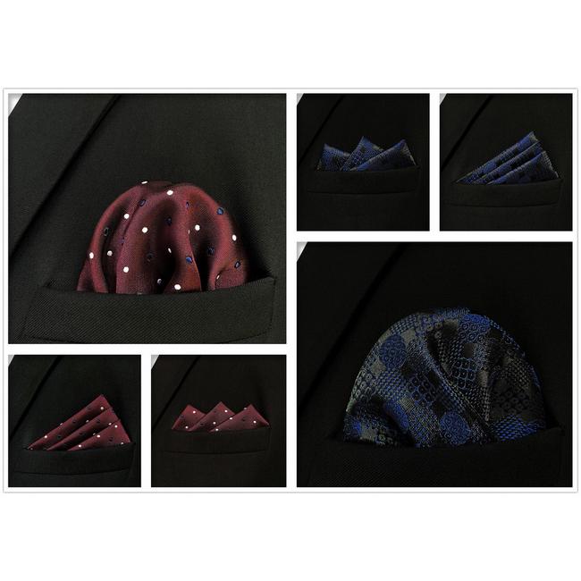 Shlax & Wing 5 Pieces Assorted Fashion Mens Pocket Square Classic Handkerchiefs Set 2-78