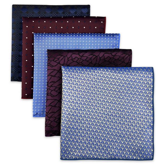 shlax & wing 5 Pieces Assorted Fashion Mens Pocket Square Classic Handkerchiefs Set 2-78