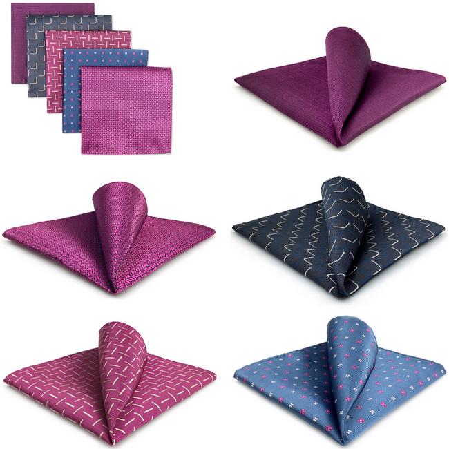 Shlax & Wing 5 Pieces Assorted Fashion Mens Pocket Square Classic Handkerchiefs Set 2-39