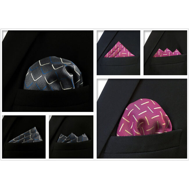 Shlax & Wing 5 Pieces Assorted Fashion Mens Pocket Square Classic Handkerchiefs Set 2-39