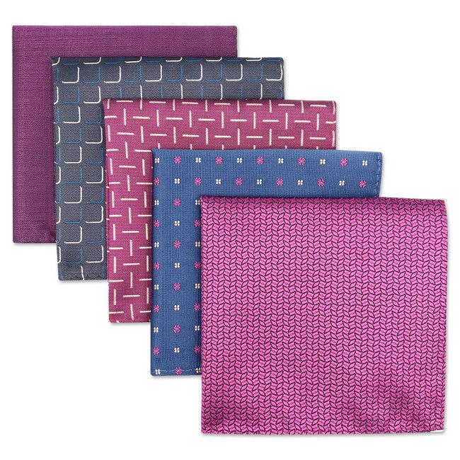shlax & wing 5 Pieces Assorted Fashion Mens Pocket Square Classic Handkerchiefs Set 2-39