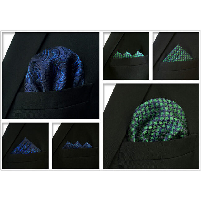Shlax & Wing 5 Pieces Assorted Fashion Mens Pocket Square Classic Handkerchiefs Set 2-40