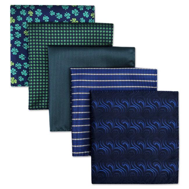 shlax & wing 5 Pieces Assorted Fashion Mens Pocket Square Classic Handkerchiefs Set 2-40