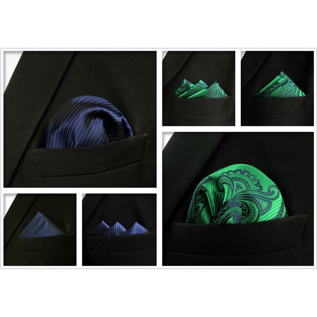 Shlax & Wing 5 Pieces Assorted Fashion Mens Pocket Square Classic Handkerchiefs Set 2-41