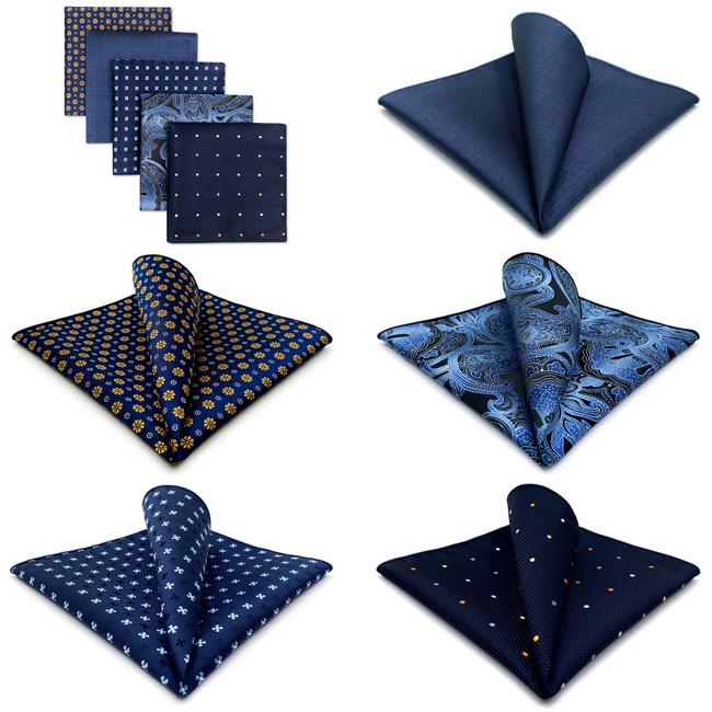 Shlax & Wing 5 Pieces Assorted Fashion Mens Pocket Square Classic Handkerchiefs Set 2-43
