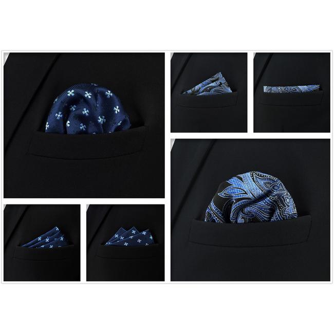 Shlax & Wing 5 Pieces Assorted Fashion Mens Pocket Square Classic Handkerchiefs Set 2-43
