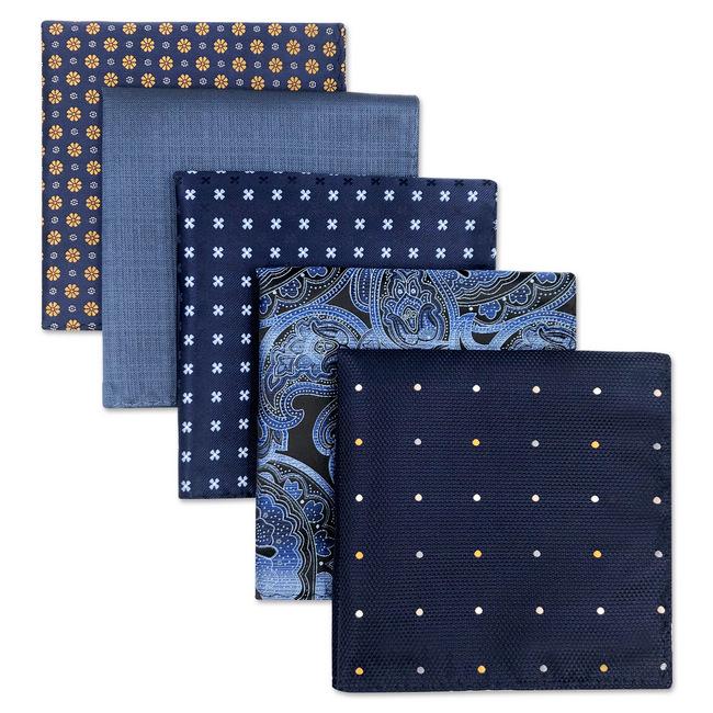 shlax & wing 5 Pieces Assorted Fashion Mens Pocket Square Classic Handkerchiefs Set 2-43