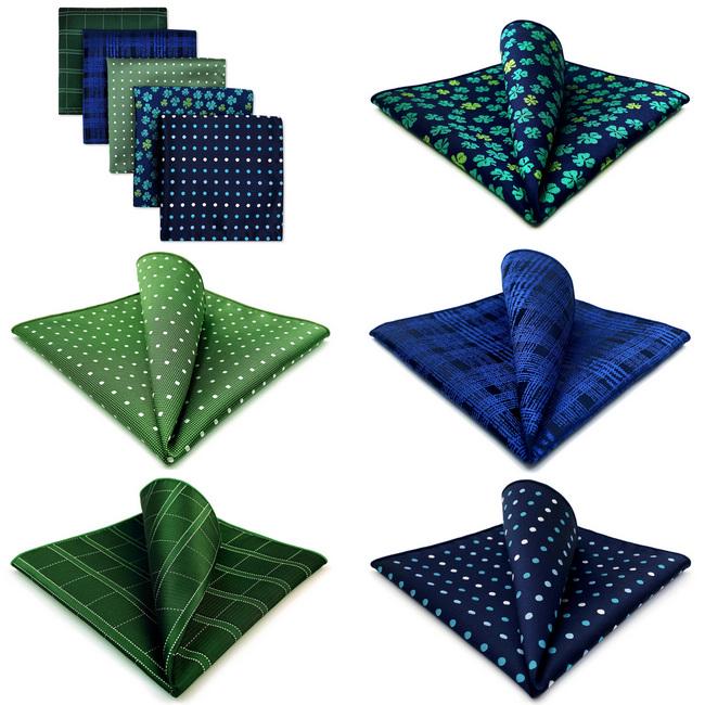Shlax & Wing 5 Pieces Assorted Fashion Mens Pocket Square Classic Handkerchiefs Set 1