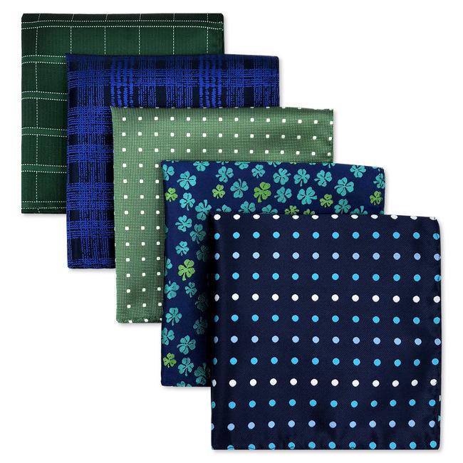 shlax & wing 5 Pieces Assorted Fashion Mens Pocket Square Classic Handkerchiefs Set 1