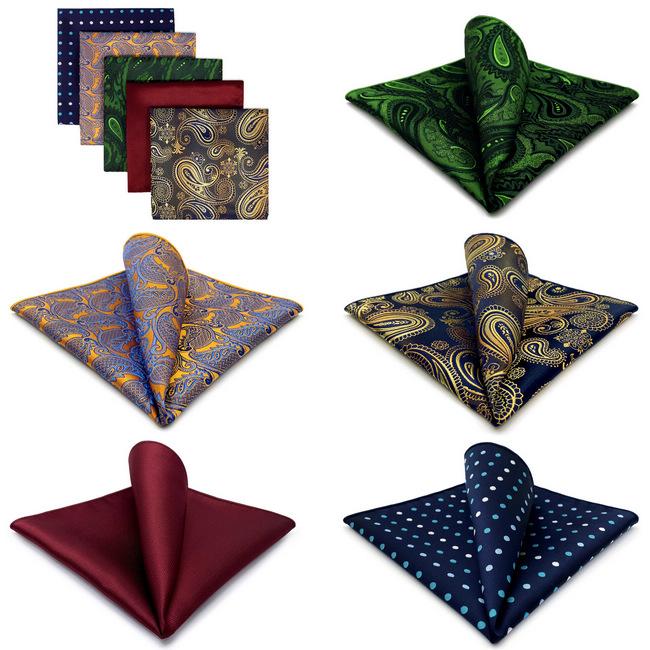 Shlax & Wing 5 Pieces Assorted Fashion Mens Pocket Square Classic Handkerchiefs Set 2-17