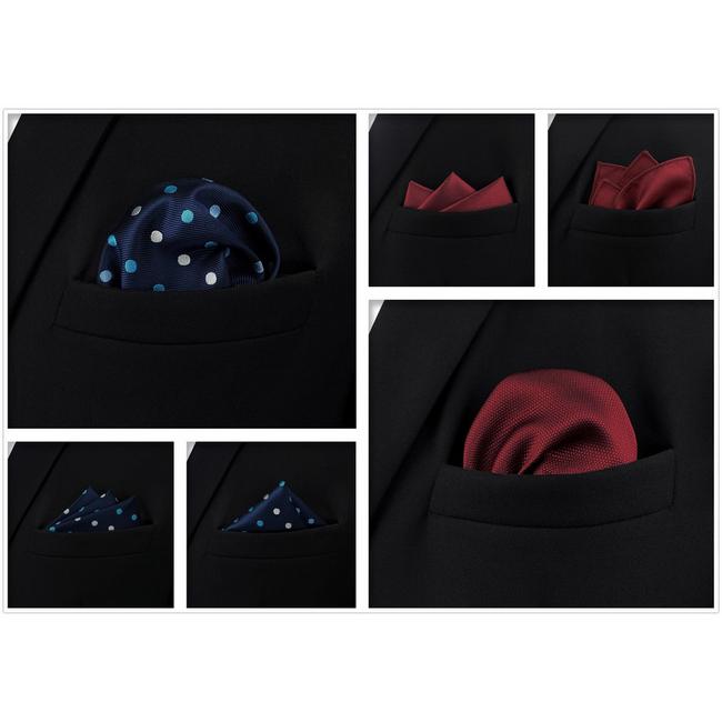 Shlax & Wing 5 Pieces Assorted Fashion Mens Pocket Square Classic Handkerchiefs Set 2-17