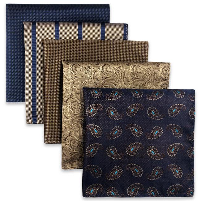 shlax & wing 5 Pieces Assorted Fashion Mens Pocket Square Classic Handkerchiefs Set 59