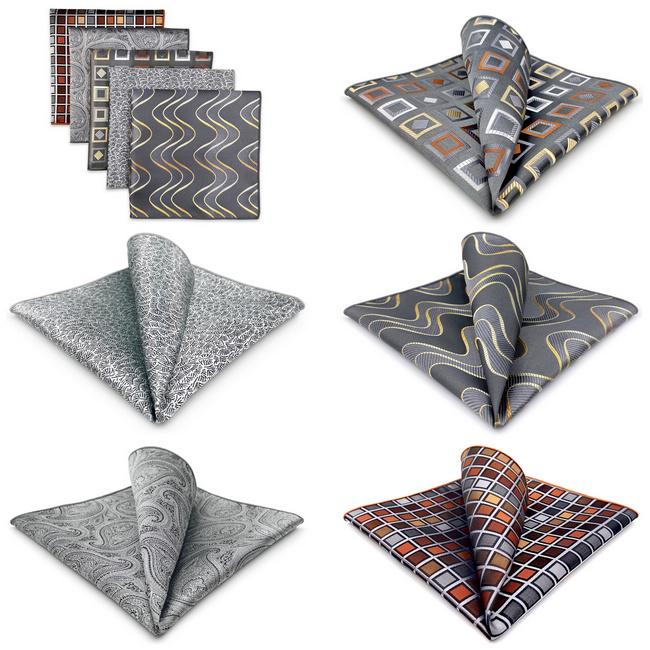 Shlax & Wing 5 Pieces Assorted Fashion Mens Pocket Square Classic Handkerchiefs Set 2-80