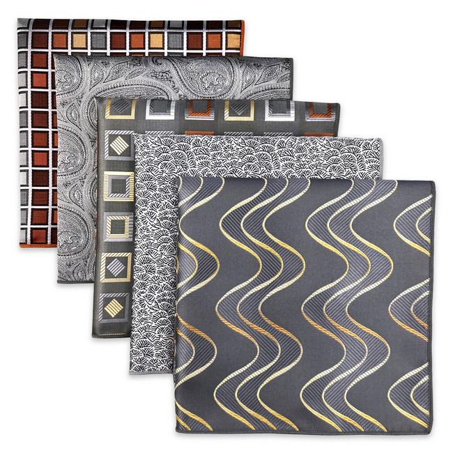 shlax & wing 5 Pieces Assorted Fashion Mens Pocket Square Classic Handkerchiefs Set 2-80