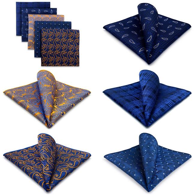 Shlax & Wing 5 Pieces Assorted Fashion Mens Pocket Square Classic Handkerchiefs Set 62