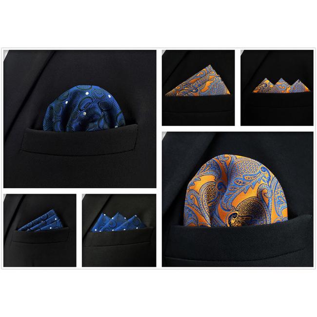 Shlax & Wing 5 Pieces Assorted Fashion Mens Pocket Square Classic Handkerchiefs Set 62