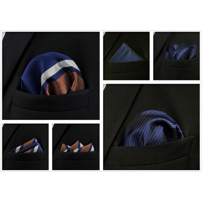 Shlax & Wing 5 Pieces Assorted Fashion Mens Pocket Square Classic Handkerchiefs Set 2-82