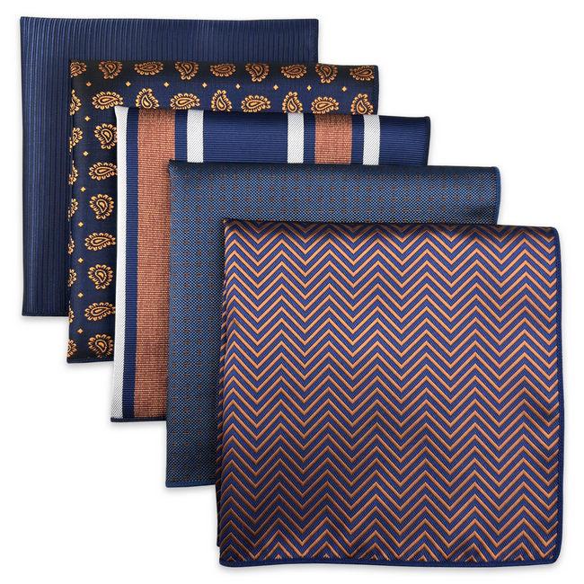shlax & wing 5 Pieces Assorted Fashion Mens Pocket Square Classic Handkerchiefs Set 2-82